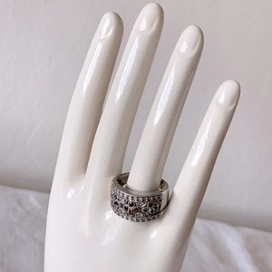 DLC designer sterling silver ring with semi-precious stones - size 7